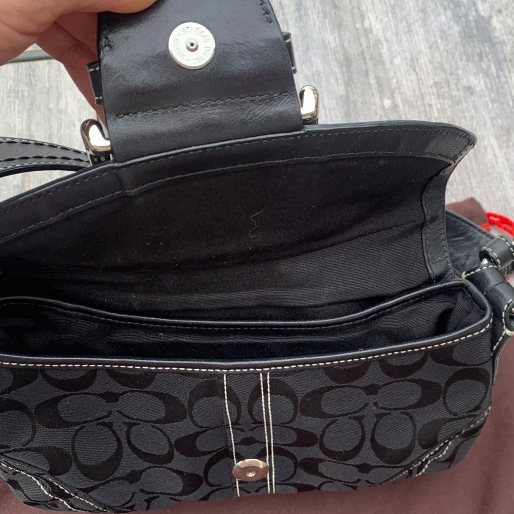 Coach Black Shoulder Bag with Silver Accents - Picture 2 of 9